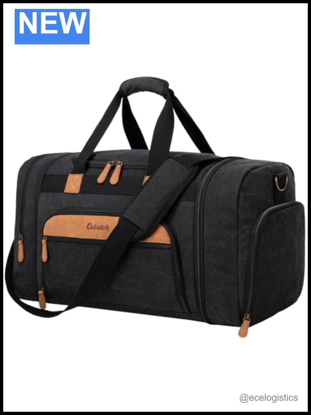 Canvas Duffel Bag 50L Expandable Travel Weekender with Shoe Compartment